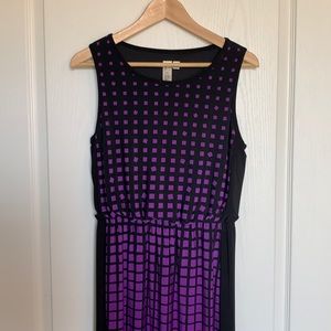 Maxi dress, size M, geometric purple and black.